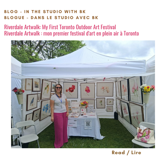 Brigitte Klassen at her booth at Riverdale Artwalk, Toronto outdoor art festival