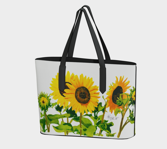 Lexi's Sunflowers, Vegan Leather Tote Bag