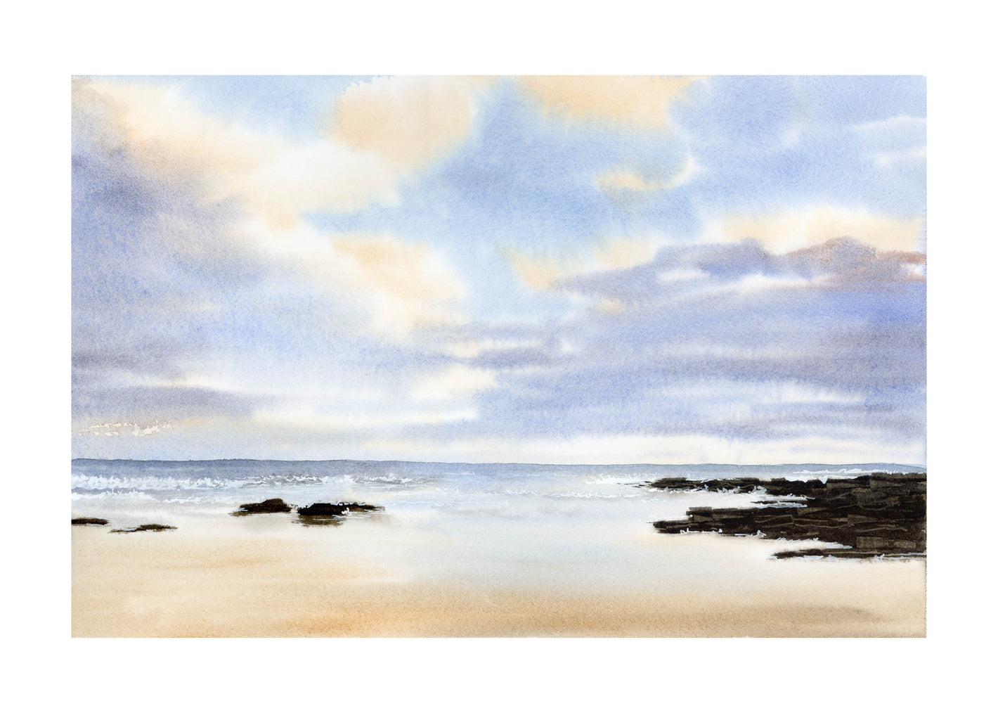 Original watercolour painting of a beach landscape on Arches paper by Canadian artist Brigitte Klassen