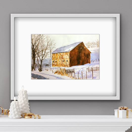 Winter Barn, Fine Art Print